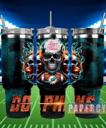 Miami Dolphins Custom Stanley Quencher 40Oz Stainless Steel Tumbler With Handle