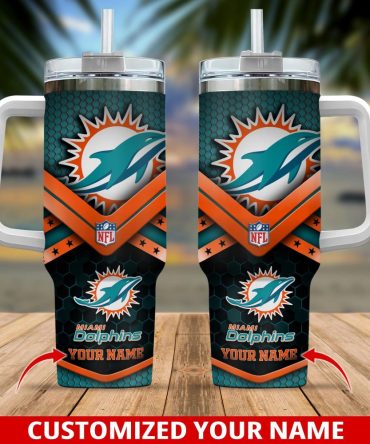 Miami Dolphins Nfl Custom Stanley Quencher 40Oz Stainless Steel Tumbler With Handle