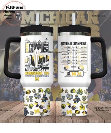 Michigan Wolverines National Championship 2023 Ncaa Custom Stanley Quencher 40Oz Stainless Steel Tumbler With Handle