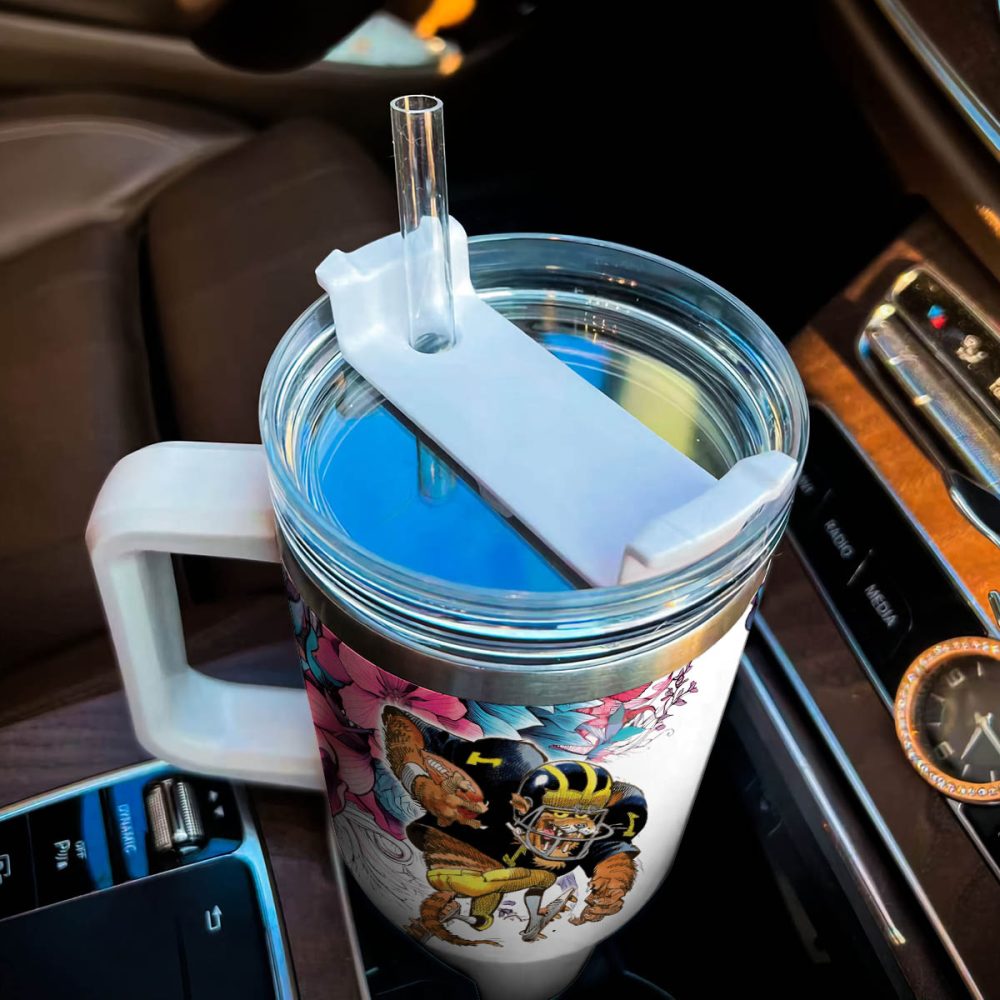 Michigan Wolverines Ncaa Custom Stanley Quencher 40Oz Stainless Steel Tumbler With Handle - Image 4