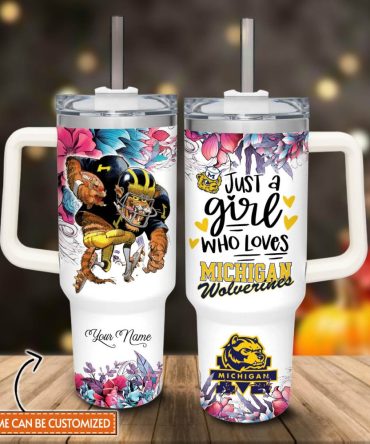 Michigan Wolverines Ncaa Custom Stanley Quencher 40Oz Stainless Steel Tumbler With Handle