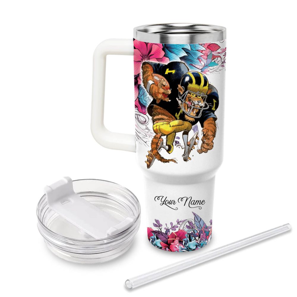 Michigan Wolverines Ncaa Custom Stanley Quencher 40Oz Stainless Steel Tumbler With Handle - Image 2