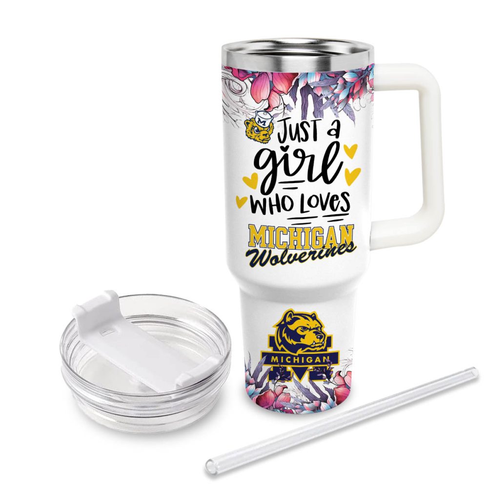 Michigan Wolverines Ncaa Custom Stanley Quencher 40Oz Stainless Steel Tumbler With Handle - Image 3