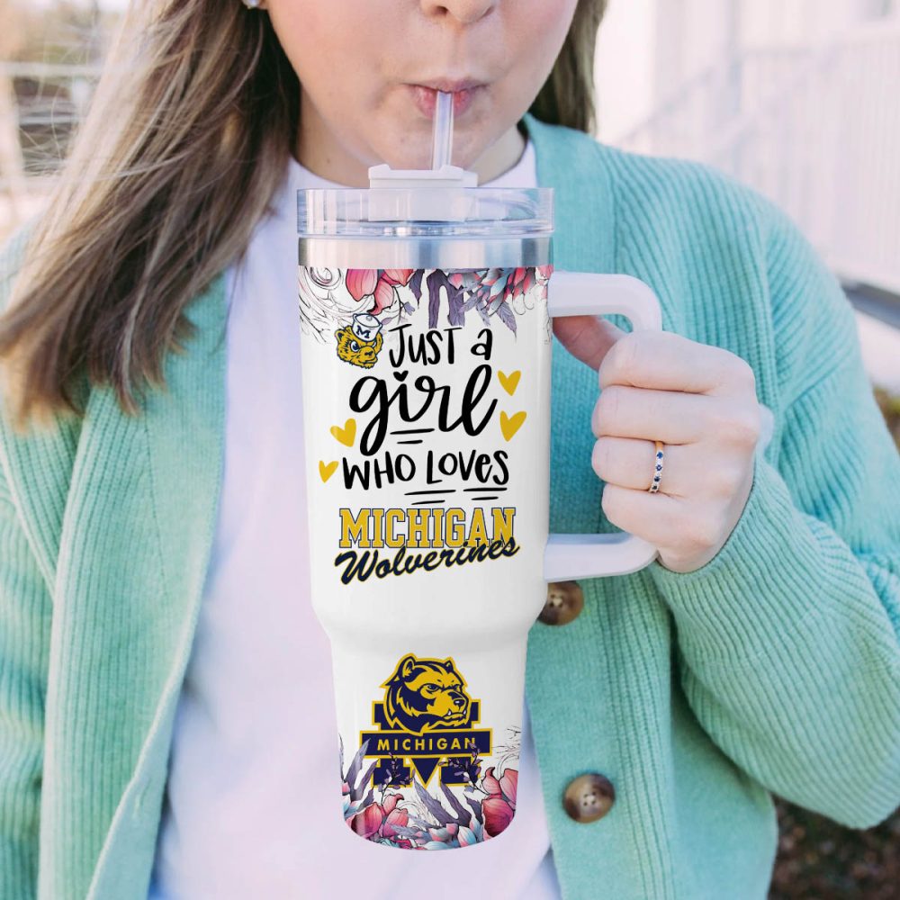 Michigan Wolverines Ncaa Custom Stanley Quencher 40Oz Stainless Steel Tumbler With Handle - Image 5