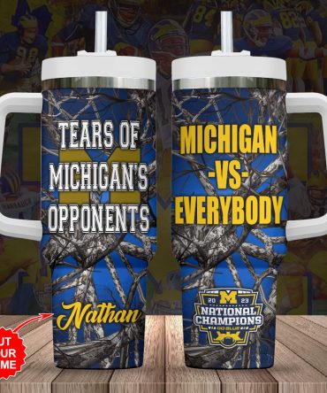 Michigan Wolverines Ncaa Custom Stanley Quencher 40Oz Stainless Steel Tumbler With Handle