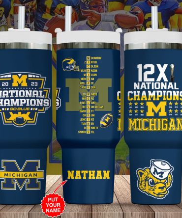 Michigan Wolverines Ncaa Custom Stanley Quencher 40Oz Stainless Steel Tumbler With Handle