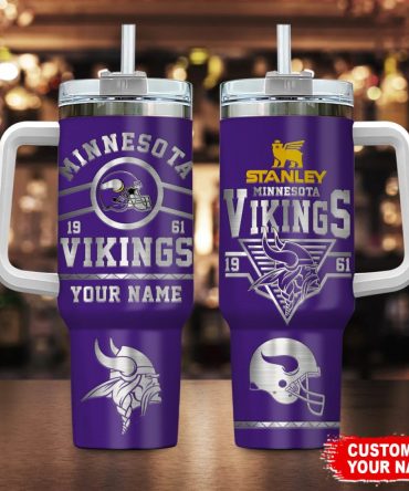 Minnesota Vikings Nfl Custom Stanley Quencher 40Oz Stainless Steel Tumbler With Handle