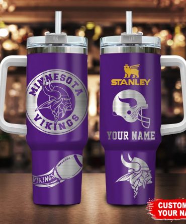 Minnesota Vikings Nfl Custom Stanley Quencher 40Oz Stainless Steel Tumbler With Handle
