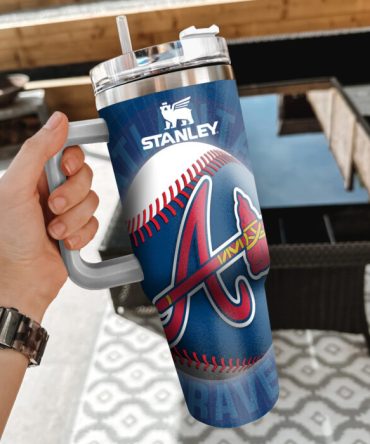 Mlb Atlanta Braves Custom Stanley Quencher 40Oz Stainless Steel Tumbler With Handle