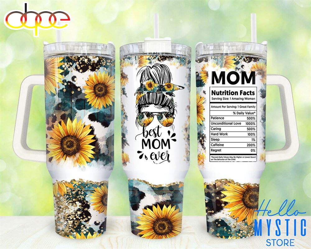 Mom Appreciations Glitter Sunflower Mother #8217;S Day Custom Stanley Quencher 40Oz Stainless Steel Tumbler With Handle