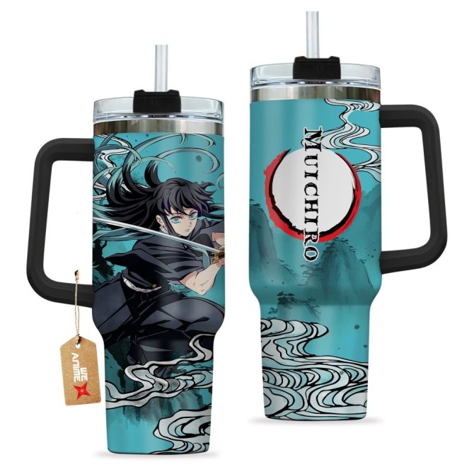 Muichiro Tokito Kimestu No Yaiba Anime Custom Stanley Quencher 40Oz Stainless Steel Tumbler With Handle