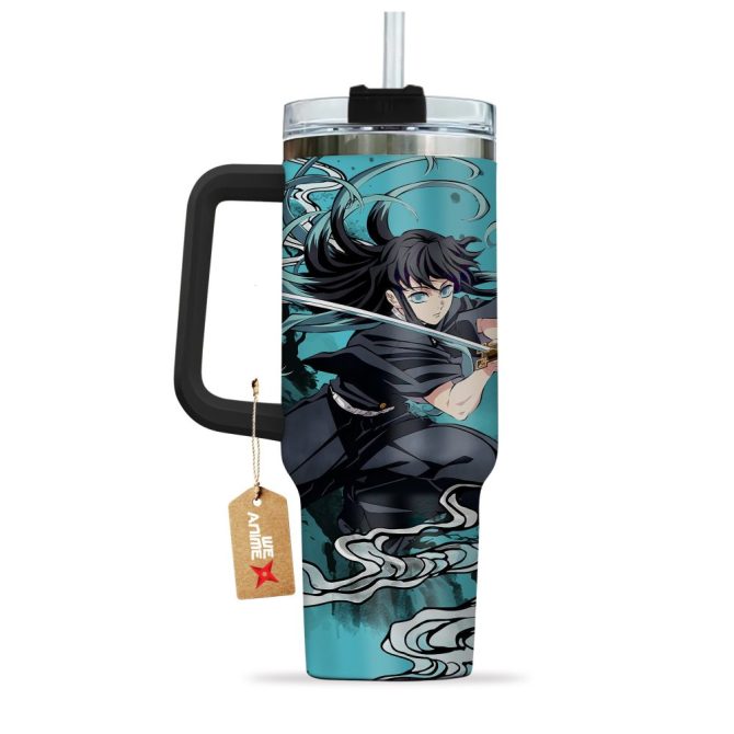 Muichiro Tokito Kimestu No Yaiba Anime Custom Stanley Quencher 40Oz Stainless Steel Tumbler With Handle - Image 4