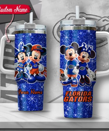 Ncaa Florida Gators Mickey And Minnie Couple Custom Stanley Quencher 40Oz Stainless Steel Tumbler With Handle