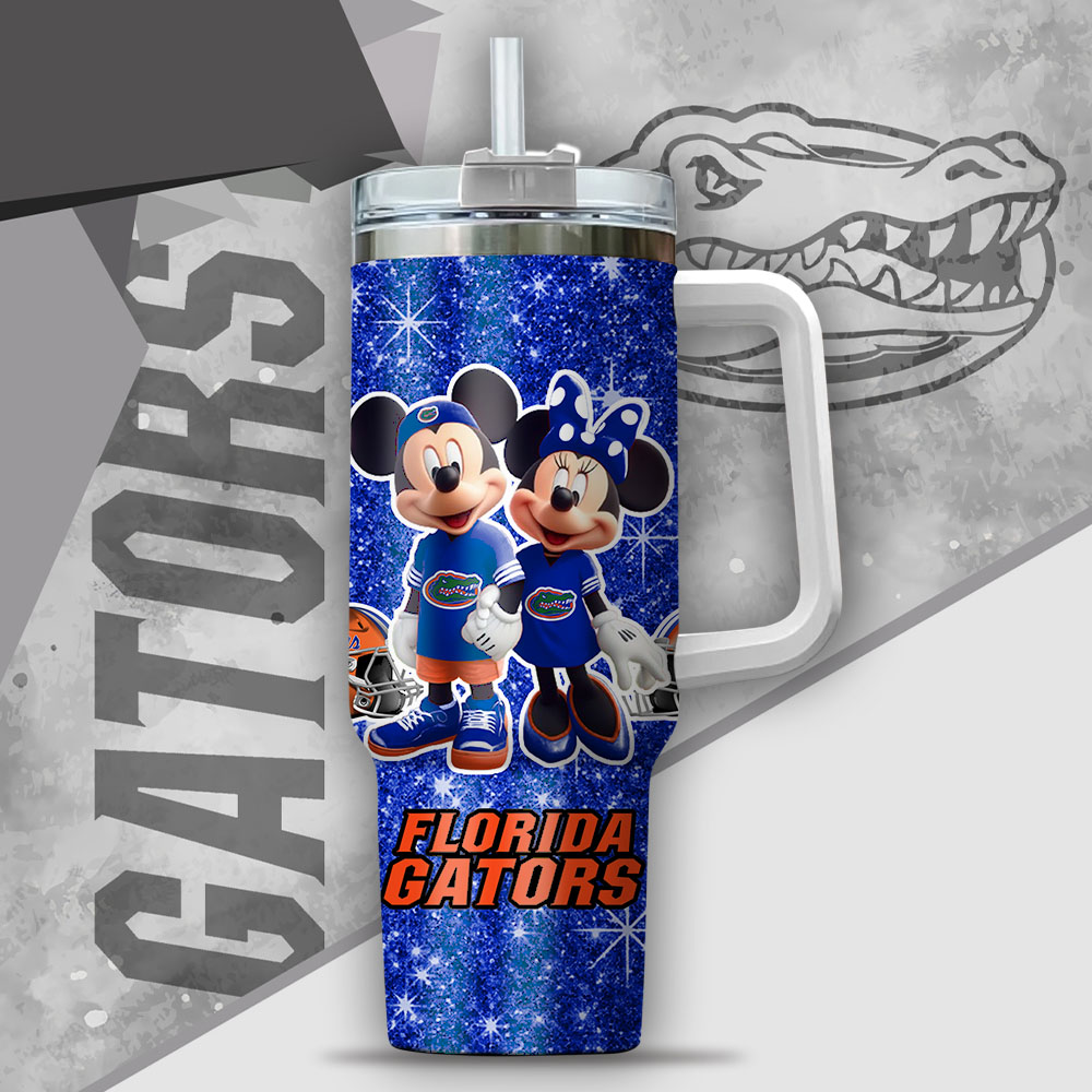 Ncaa Florida Gators Mickey And Minnie Couple Custom Stanley Quencher 40Oz Stainless Steel Tumbler With Handle - Image 2
