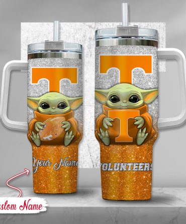 Ncaa Tennessee Volunteers Baby Yoda Custom Stanley Quencher 40Oz Stainless Steel Tumbler With Handle
