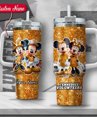 Ncaa Tennessee Volunteers Mickey And Minnie Couple Custom Stanley Quencher 40Oz Stainless Steel Tumbler With Handle
