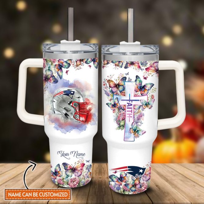 New England Patriots Nfl Custom Stanley Quencher 40Oz Stainless Steel Tumbler With Handle