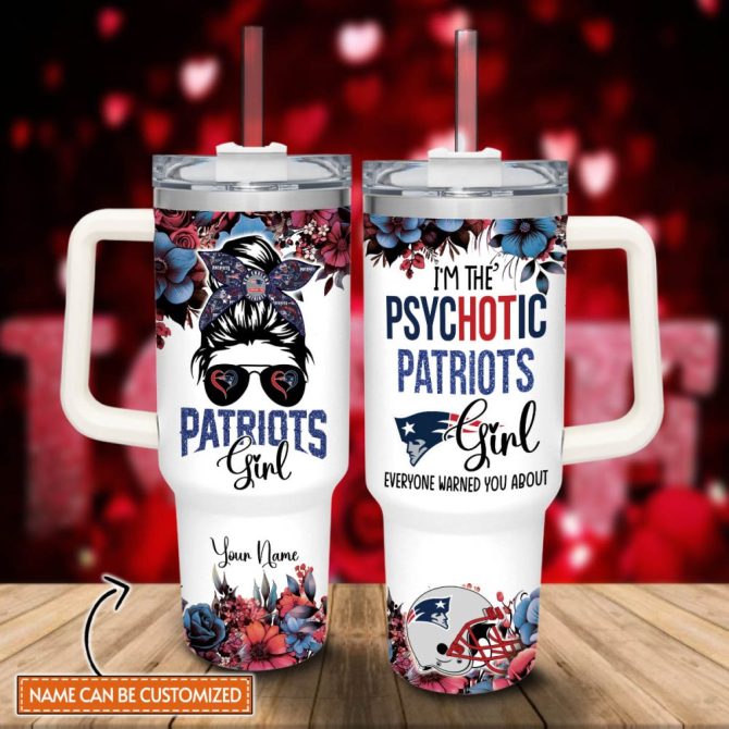 New England Patriots Nfl Custom Stanley Quencher 40Oz Stainless Steel Tumbler With Handle