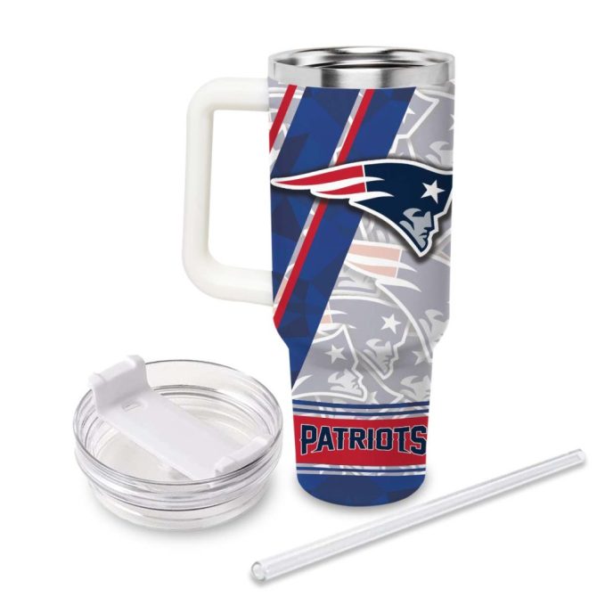 New England Patriots Nfl Custom Stanley Quencher 40Oz Stainless Steel Tumbler With Handle - Image 2