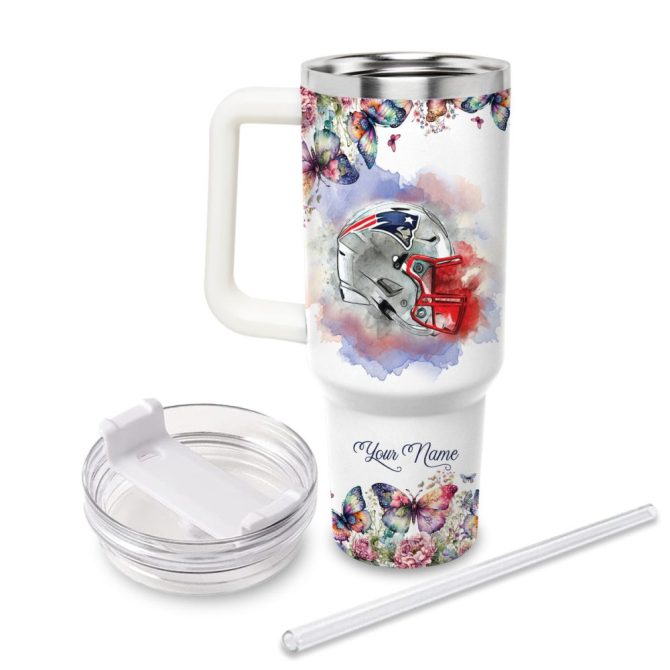 New England Patriots Nfl Custom Stanley Quencher 40Oz Stainless Steel Tumbler With Handle - Image 2