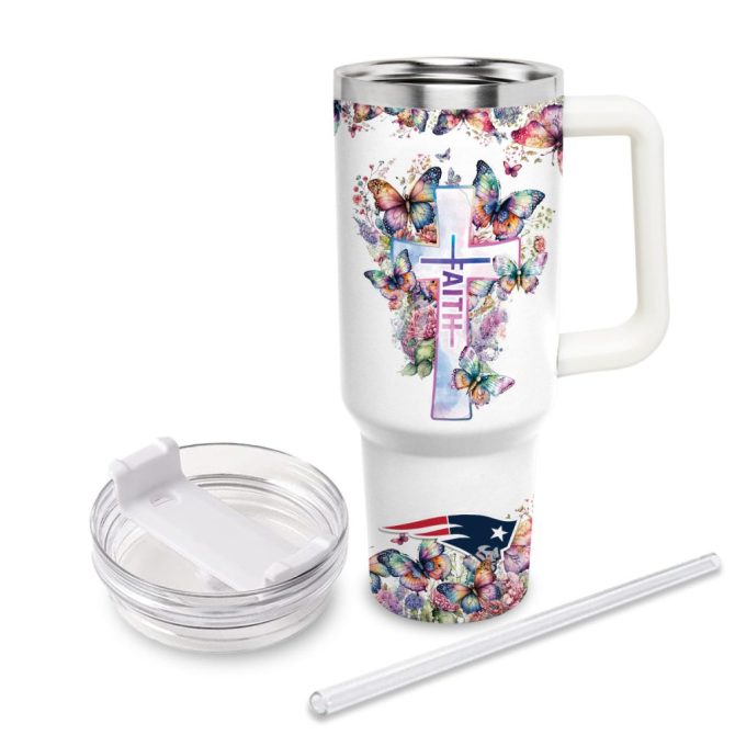 New England Patriots Nfl Custom Stanley Quencher 40Oz Stainless Steel Tumbler With Handle - Image 3