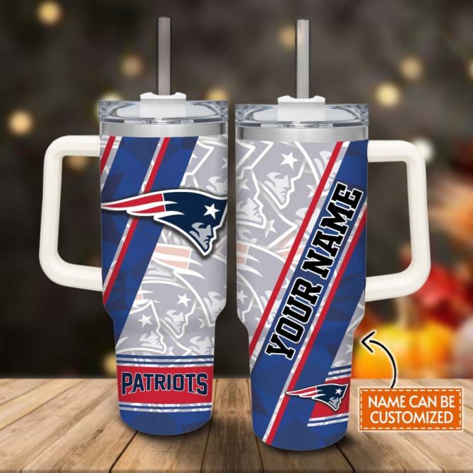 New England Patriots Nfl Custom Stanley Quencher 40Oz Stainless Steel Tumbler With Handle