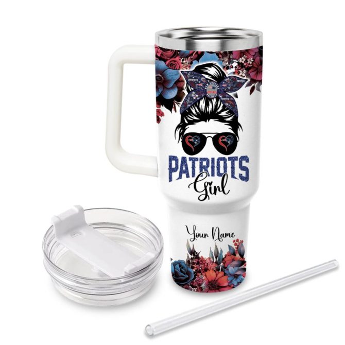New England Patriots Nfl Custom Stanley Quencher 40Oz Stainless Steel Tumbler With Handle - Image 3