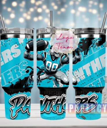 Carolina Panthers Custom Stanley Quencher 40Oz Stainless Steel Tumbler With Handle