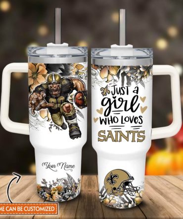 New Orleans Saints Nfl Custom Stanley Quencher 40Oz Stainless Steel Tumbler With Handle
