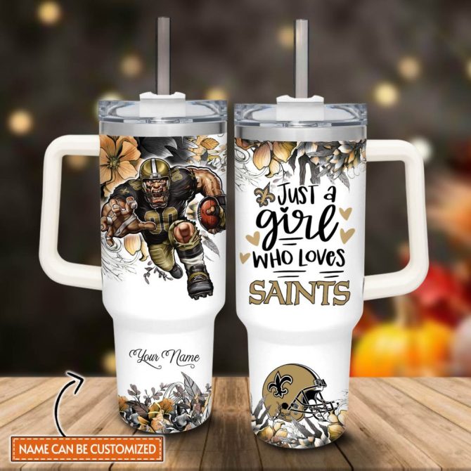 New Orleans Saints Nfl Custom Stanley Quencher 40Oz Stainless Steel Tumbler With Handle