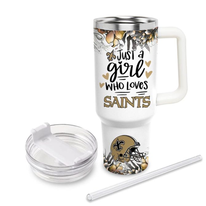 New Orleans Saints Nfl Custom Stanley Quencher 40Oz Stainless Steel Tumbler With Handle - Image 3
