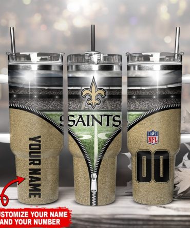 New Orleans Saints Nfl Custom Stanley Quencher 40Oz Stainless Steel Tumbler With Handle