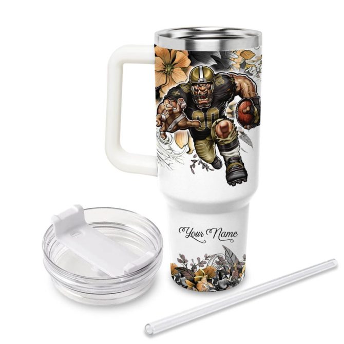 New Orleans Saints Nfl Custom Stanley Quencher 40Oz Stainless Steel Tumbler With Handle - Image 2
