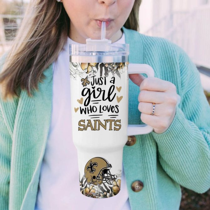 New Orleans Saints Nfl Custom Stanley Quencher 40Oz Stainless Steel Tumbler With Handle - Image 5