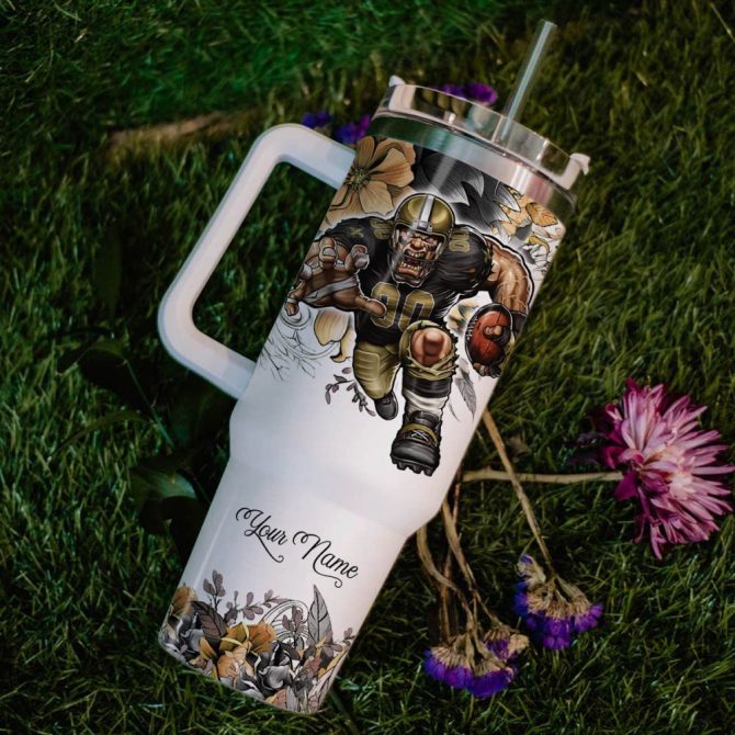 New Orleans Saints Nfl Custom Stanley Quencher 40Oz Stainless Steel Tumbler With Handle - Image 6