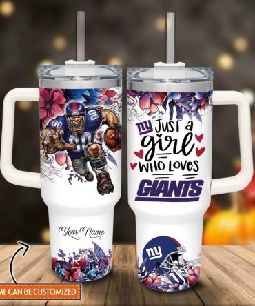 New York Giants Nfl Custom Stanley Quencher 40Oz Stainless Steel Tumbler With Handle