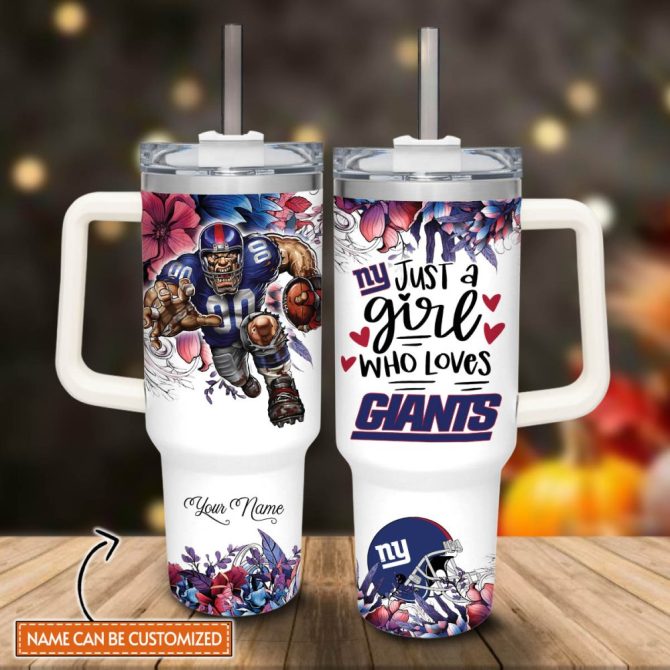 New York Giants Nfl Custom Stanley Quencher 40Oz Stainless Steel Tumbler With Handle