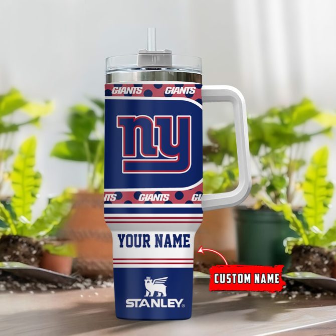 New York Giants Nfl Custom Stanley Quencher 40Oz Stainless Steel Tumbler With Handle - Image 2