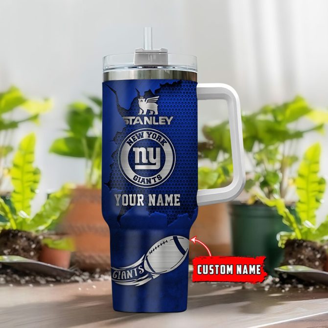 New York Giants Nfl Metal Style Custom Stanley Quencher 40Oz Stainless Steel Tumbler With Handle - Image 2