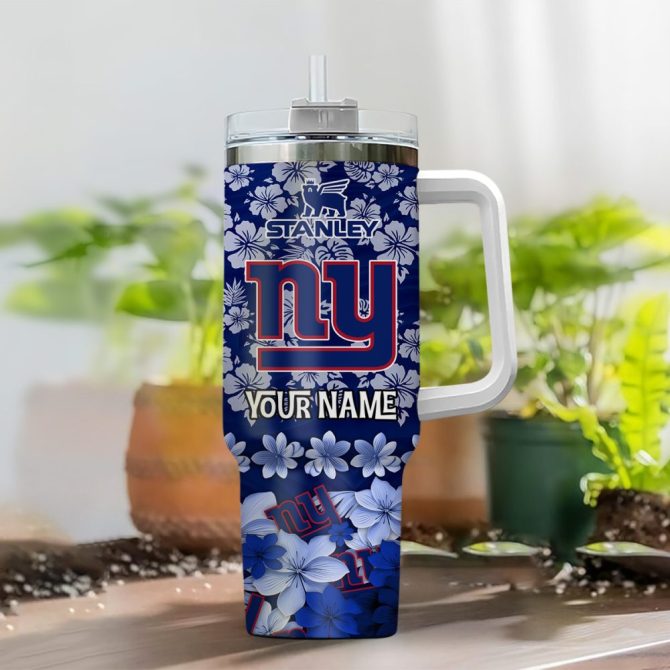 New York Giants Nfl Tropical Floral Custom Stanley Quencher 40Oz Stainless Steel - Image 2