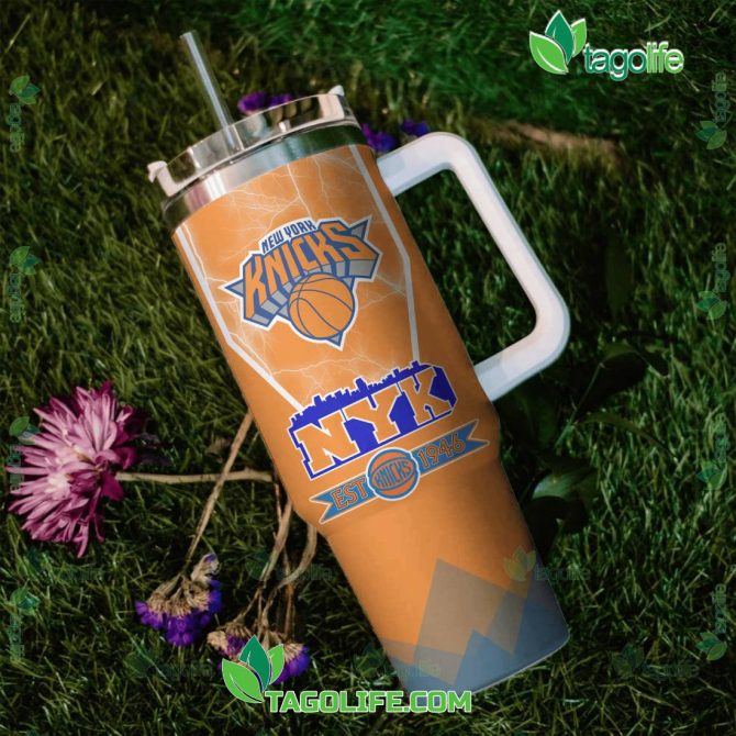 New York Knicks Nba Custom Stanley Quencher 40Oz Stainless Steel Tumbler With Handle - Image 3
