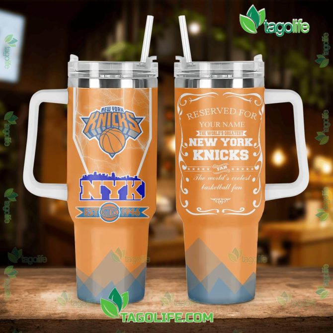 New York Knicks Nba Custom Stanley Quencher 40Oz Stainless Steel Tumbler With Handle - Image 2