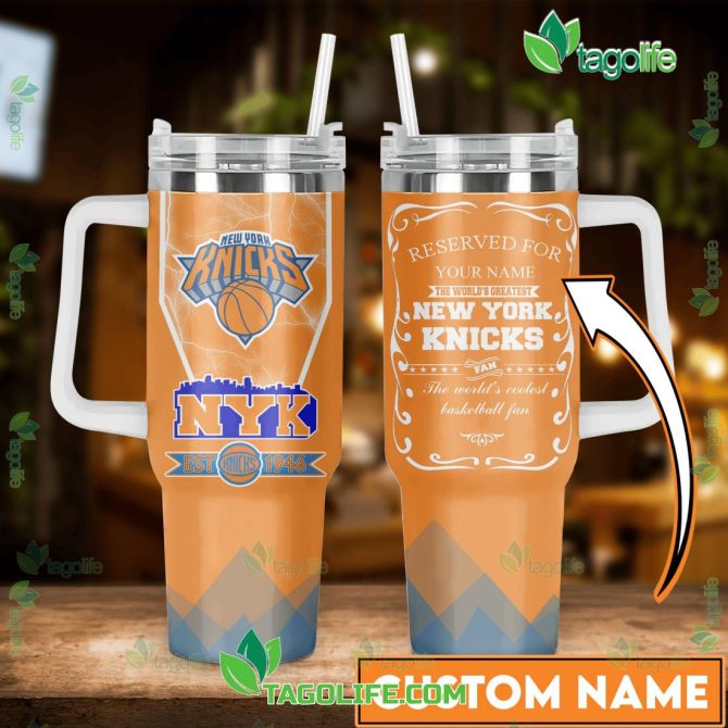 New York Knicks Nba Custom Stanley Quencher 40Oz Stainless Steel Tumbler With Handle