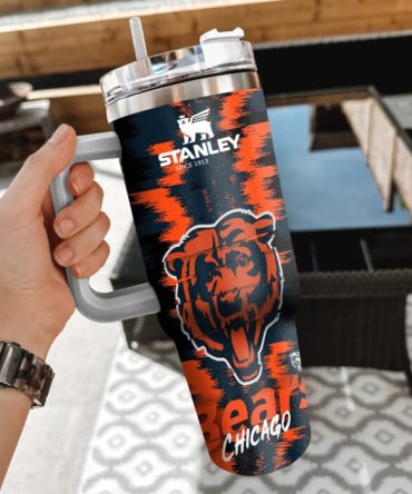 Nfl Chicago Bears Custom Stanley Quencher 40Oz Stainless Steel Tumbler With Handle