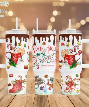 North Pole Hot Chocolate Custom Stanley Quencher 40Oz Stainless Steel Tumbler With Handle