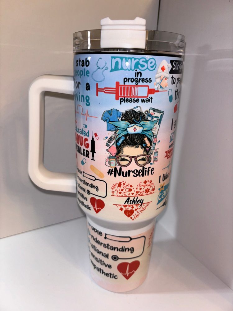 Nurse Life Custom Stanley Quencher 40Oz Stainless Steel Tumbler With Handle - Image 2