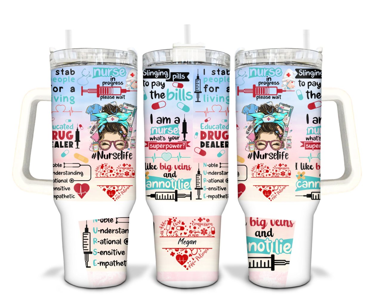 Nurse Life Custom Stanley Quencher 40Oz Stainless Steel Tumbler With Handle