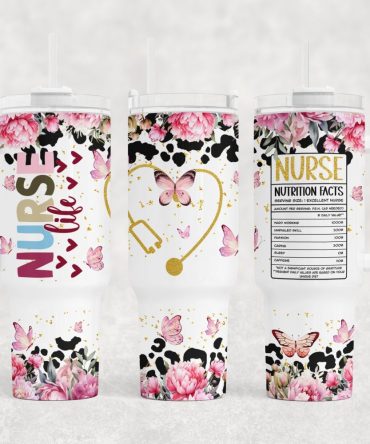 Nurse Life Nutrition Facts Custom Stanley Quencher 40Oz Stainless Steel Tumbler With Handle