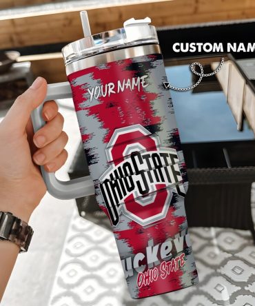 Ohio State Buckeyes Ncaa Custom Stanley Quencher 40Oz Stainless Steel Tumbler With Handle