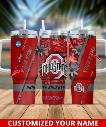 Ohio State Buckeyes Ncaa Custom Stanley Quencher 40Oz Stainless Steel Tumbler With Handle